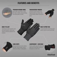GripGrab žieminės pirštinės Merino Liner M/L Black
