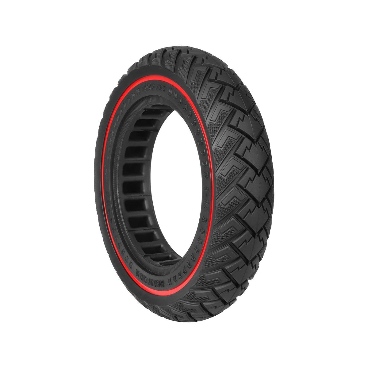 Pilnavidurė off-road padanga 10x2.125 su raudonu žiedu (ID 141 mm, griovelis 36 mm)