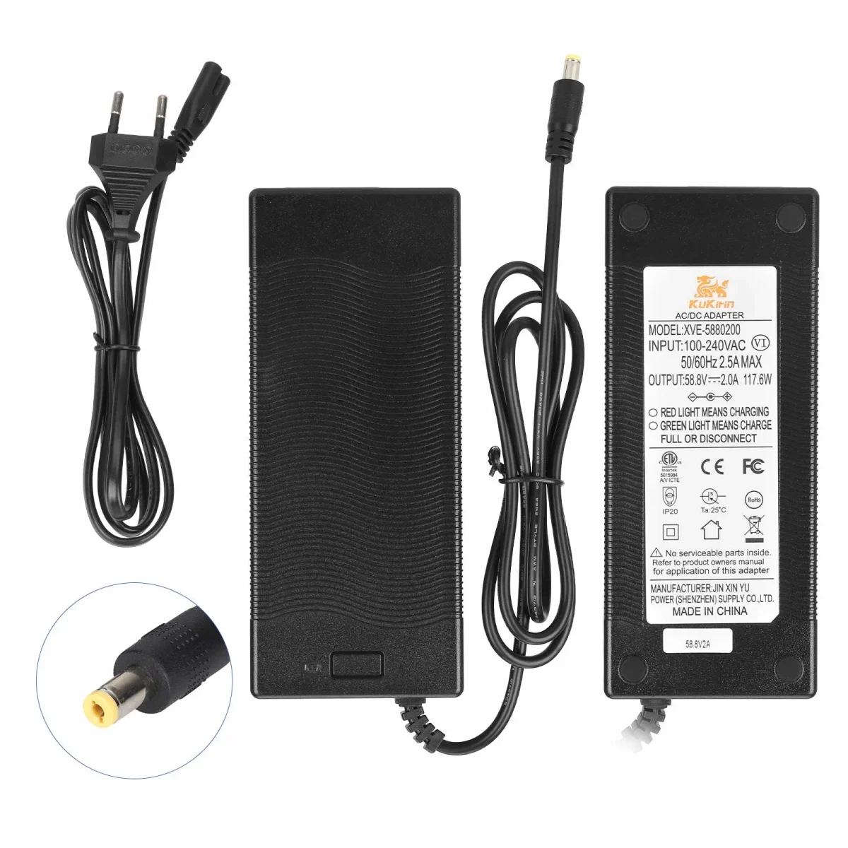Įkroviklis 58,8V 2A su DC 2.1 jungtimi Kukirin G3 (EU), originalas