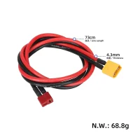 Adapterio laidas XT60 male – T female, 70 cm (12 AWG)