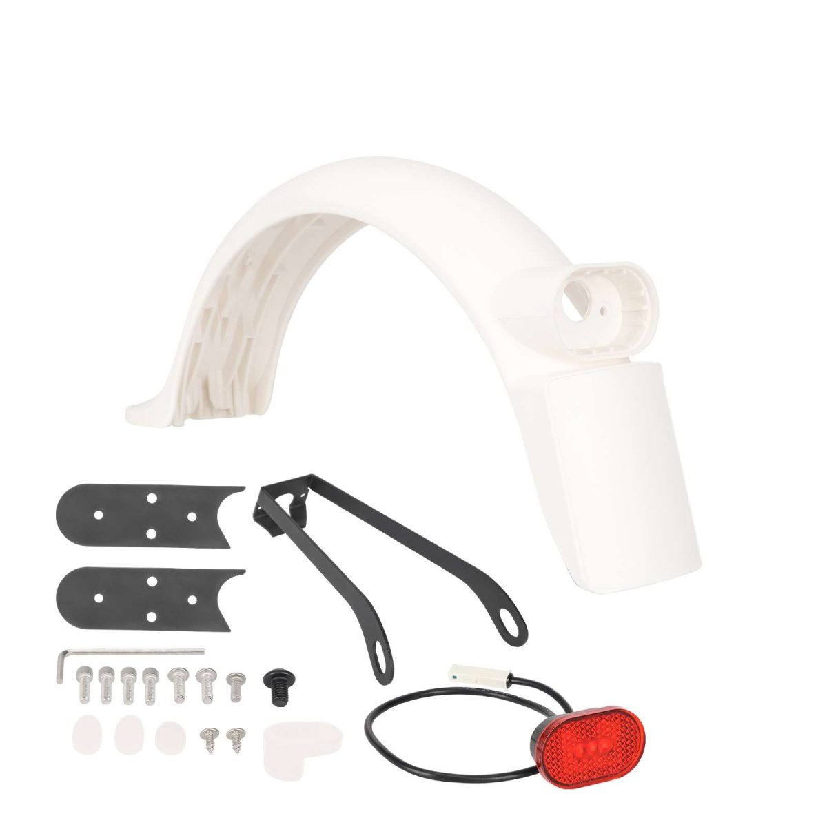 Galinio sparno komplektas su žibintu ir kabliu Xiaomi M365 Pro / Pro2 (baltas)