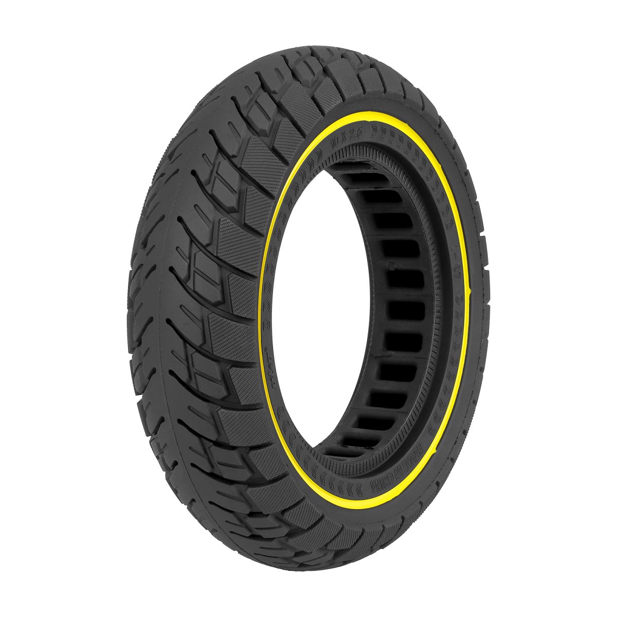 Pilnavidurė padanga 10x2.5 su geltonu žiedu (37 mm griovelis)