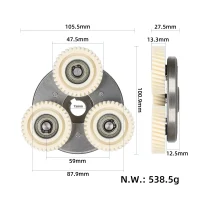 Reduktoriaus komplektas: 3 nailoniniai krumpliaračiai 36T + sankaba 88 mm (dešinė)