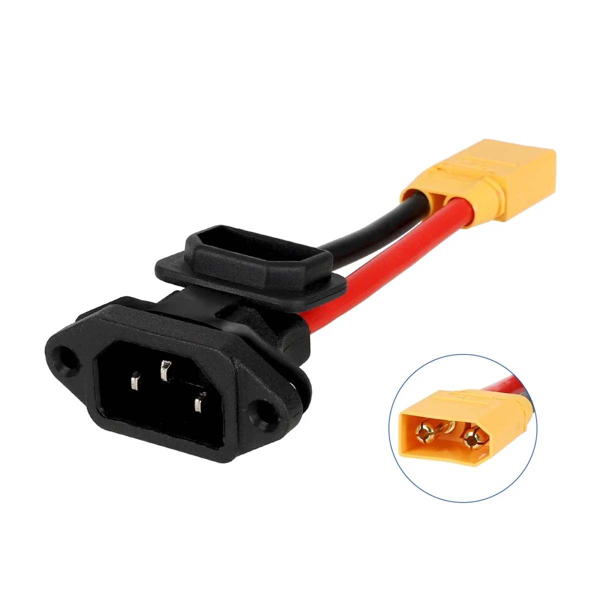Adapteris XT90 male – C14 maitinimo lizdas, 10 cm (6 mm²)