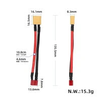 Adapterio laidas XT60 male – T female, 10 cm (12 AWG)