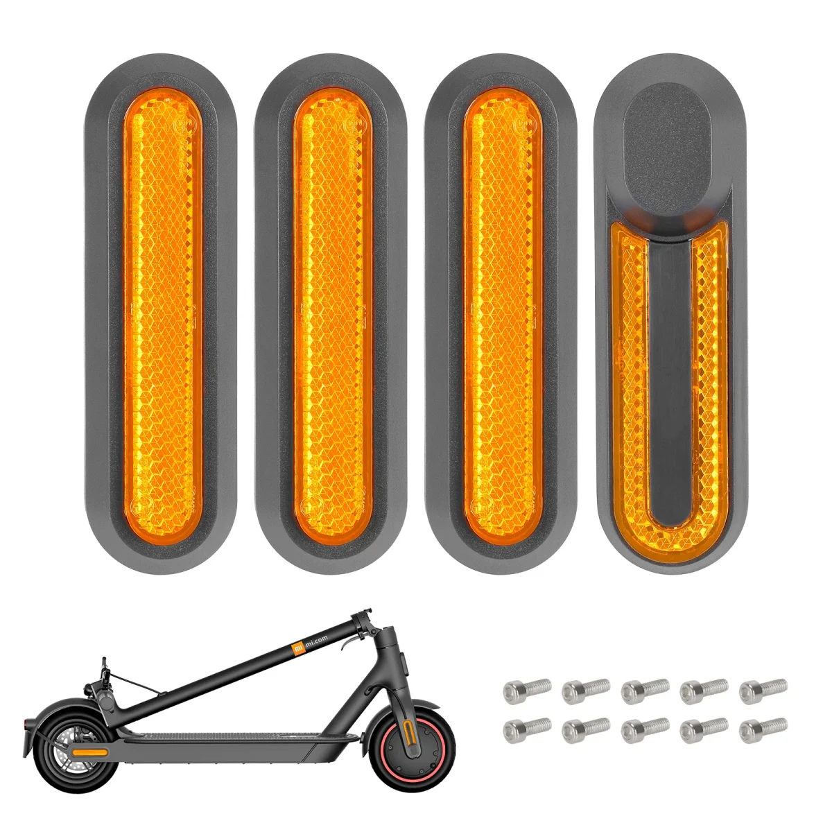 Dekoratyviniai dangteliai su atšvaitais Xiaomi M365 / 1S / Pro / Pro2 / Lite, 4 vnt. (geltoni)