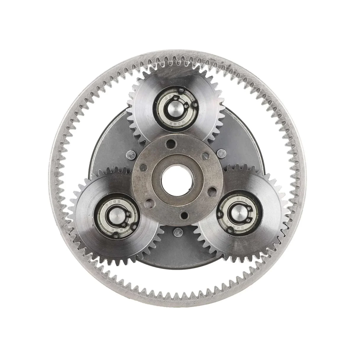 Variklio reduktoriaus komplektas: 3 krumpliaračiai 36T, žiedas 90 mm, saulės krumpliaratis 18 mm, sankaba 88 mm (dešinė)