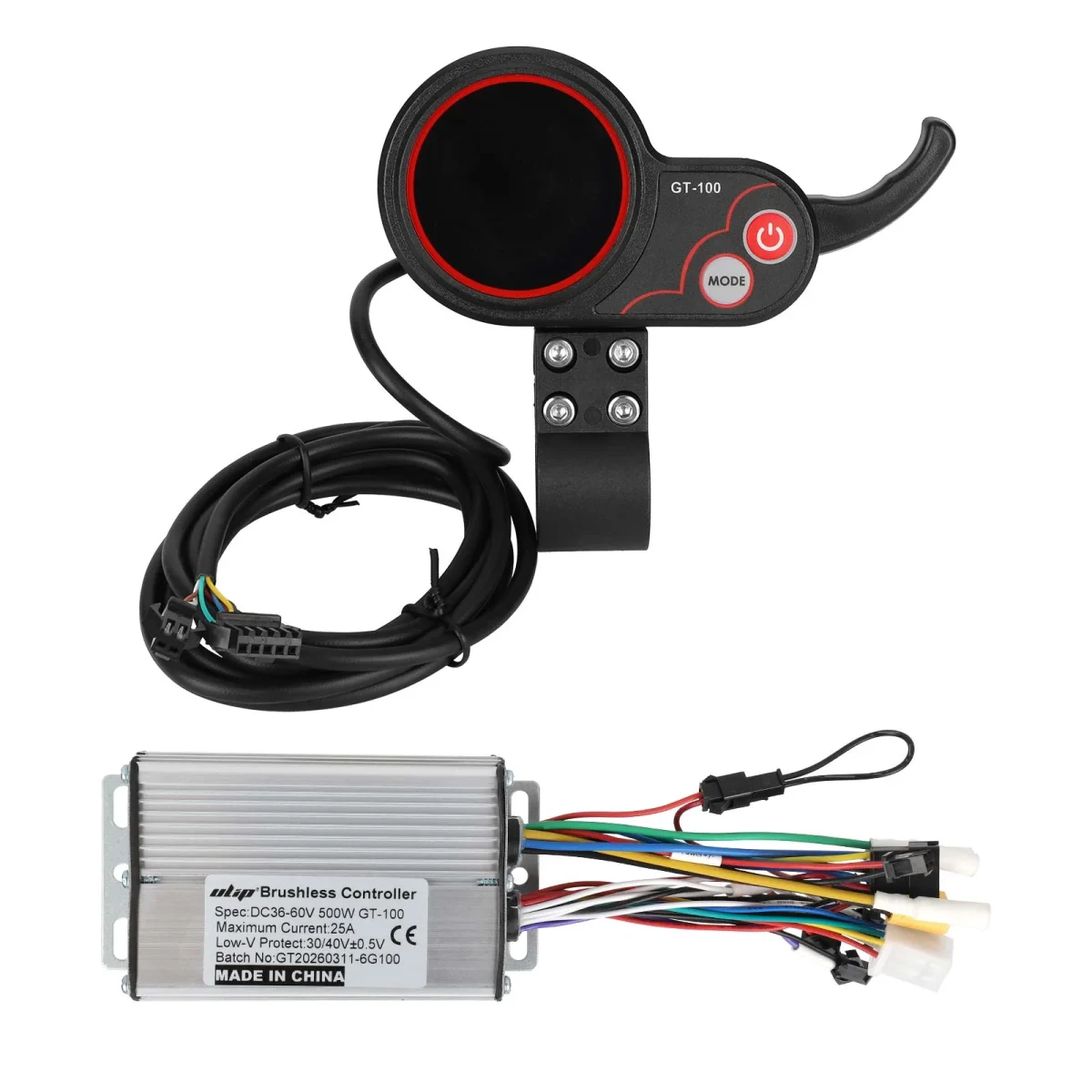 Valdiklio ir ekrano komplektas e-dviračiui 36–60V 500W 25A