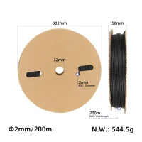 Termosusitraukiantis vamzdelis su klijais 2 mm, 200 m
