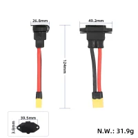 Adapteris XT60 male – C14 maitinimo lizdas, 10 cm (6 mm²)