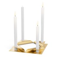HOFATS SQUARE CANDLE žvakių laikiklių rinkinys, aukso, 4 vnt.