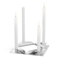 HOFATS SQUARE CANDLE žvakių laikiklių rinkinys sidabrinis, 4 vnt.