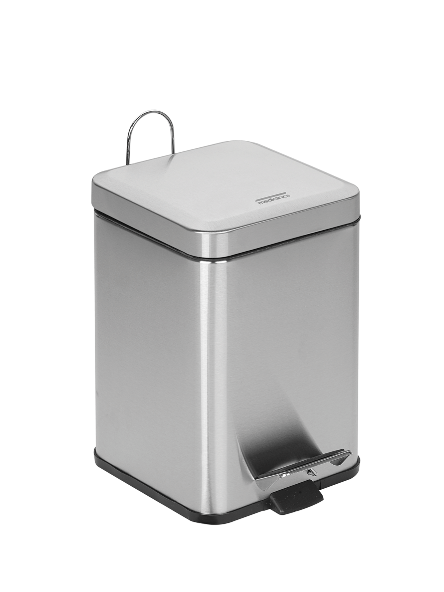 MEDICLINICS PP1214CS Kvadratinė Šiukšlių Dėžė Su Pedalu, 12 L, Satinas