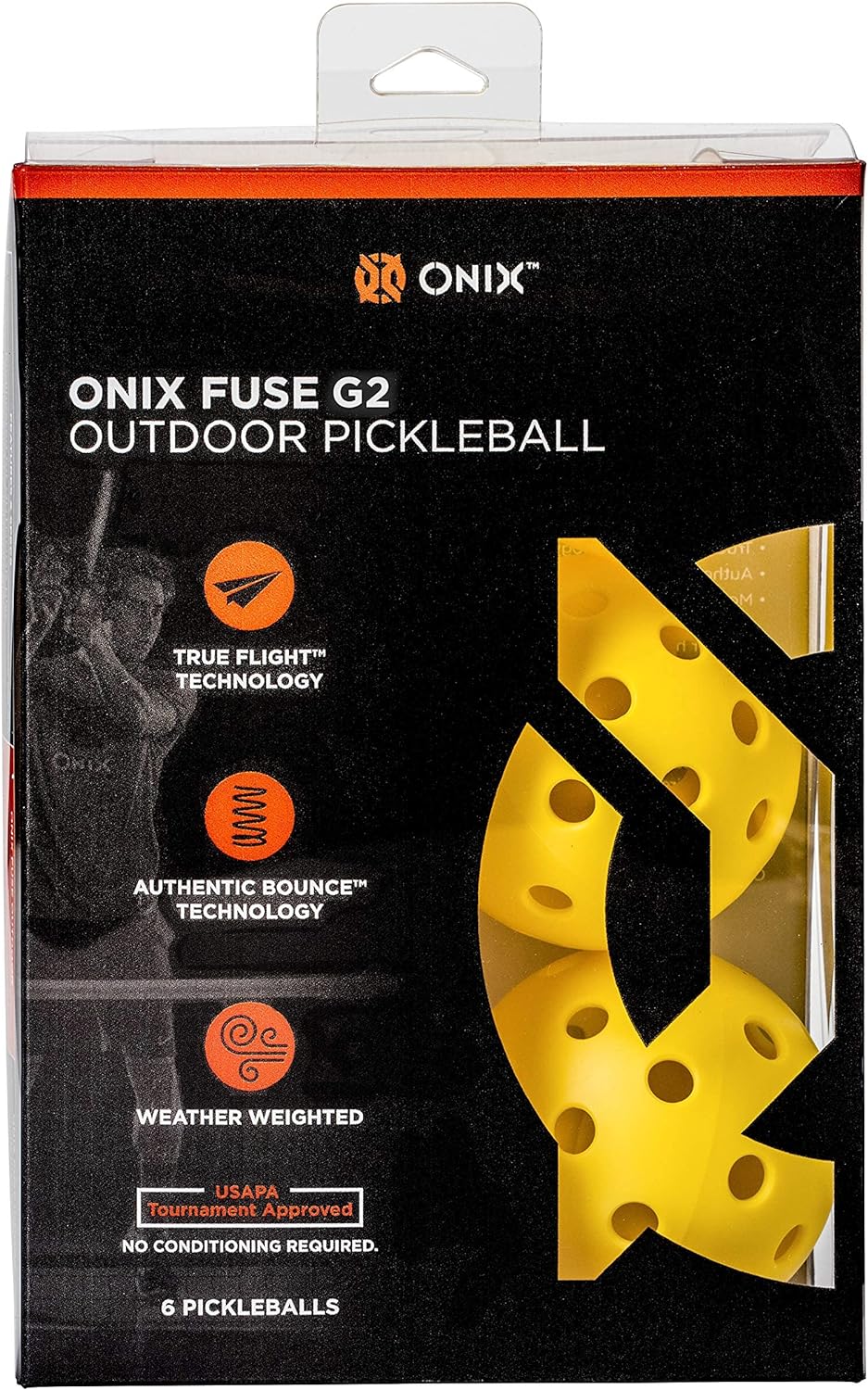 Onix Fuse G2 Piklbolo kamuoliukai, 6 vnt. geltona