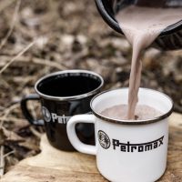 PETROMAX emaliuoto plieno puodelis, baltas