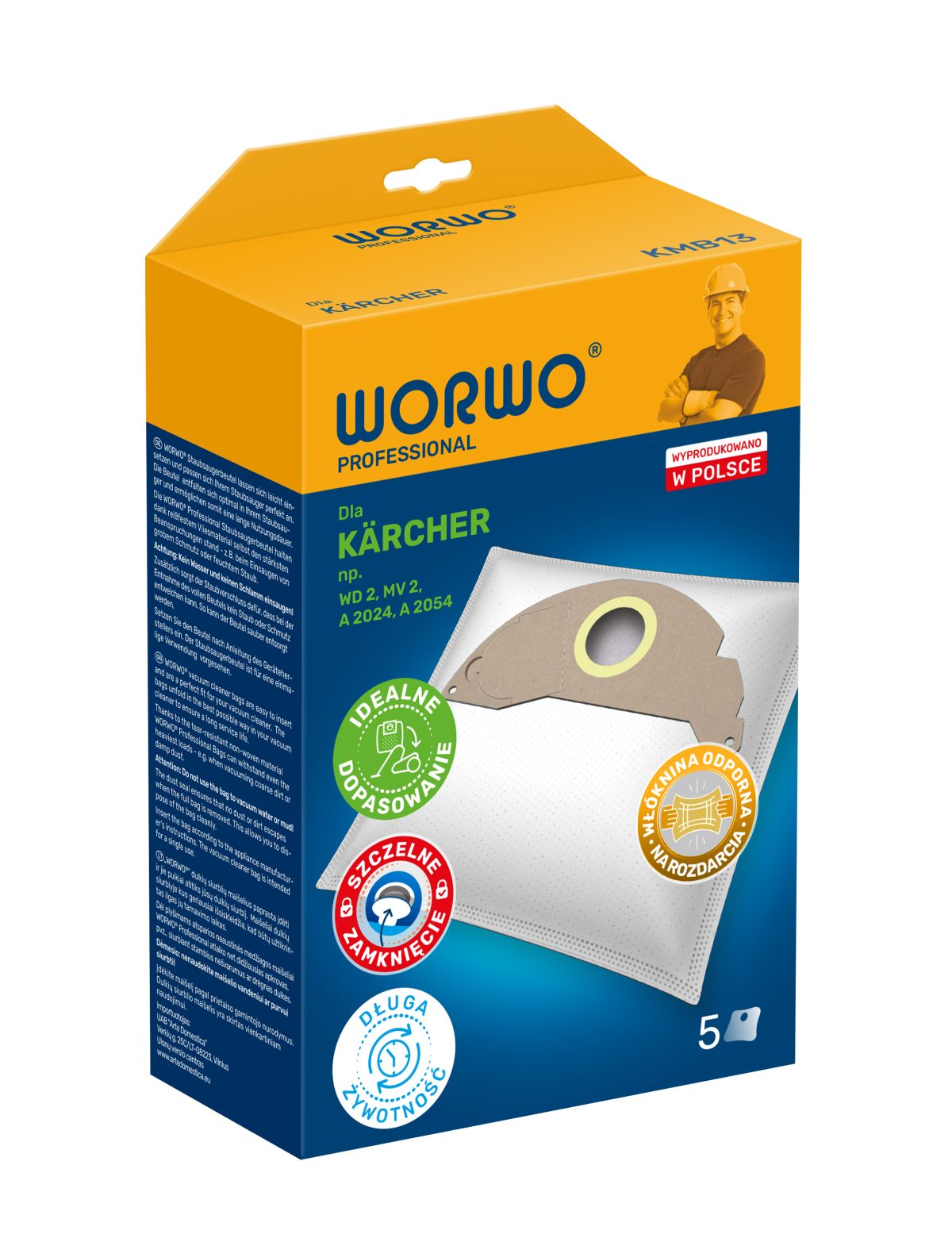 Dulkių siurblių maišeliai WORWO KARCHER 6904322 / KMB13K