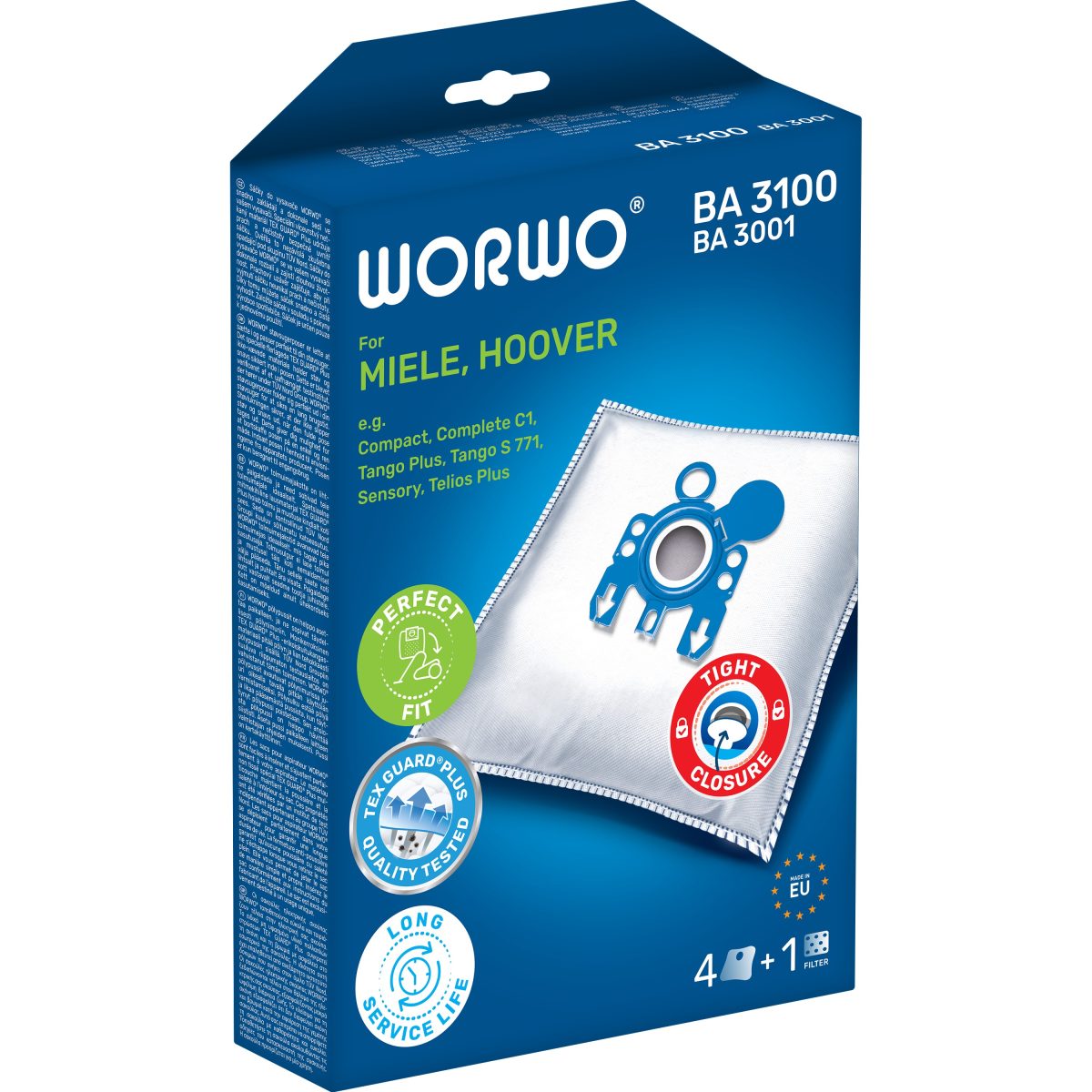 WORWO BA3100-3001 dulkių siurblių maišeliai